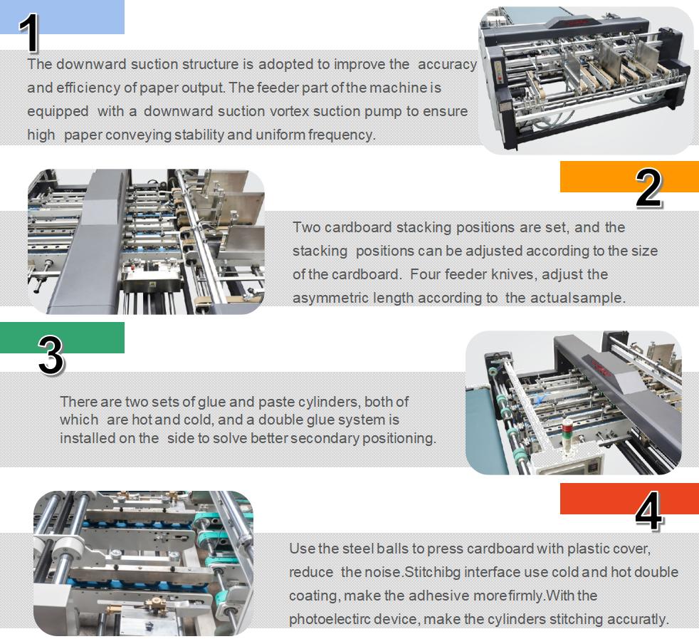 دستگاه Gluer Board نیمه راه راه دوتایی با سرعت بالا دستگاه Gluer (چند مرحله)
